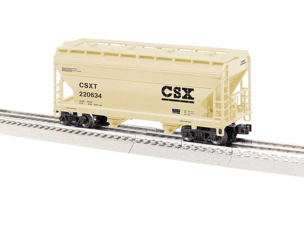 ACF 2-Bay Centerflow Covered Hopper - 3-Rail - Ready to Run -- CSX #220634 (beige, black)