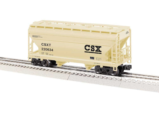 ACF 2-Bay Centerflow Covered Hopper - 3-Rail - Ready to Run -- CSX #220634 (beige, black)