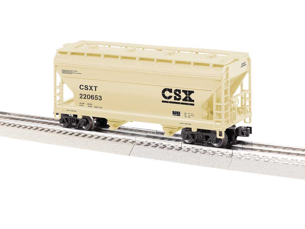 ACF 2-Bay Centerflow Covered Hopper - 3-Rail - Ready to Run -- CSX #220653 (beige, black)