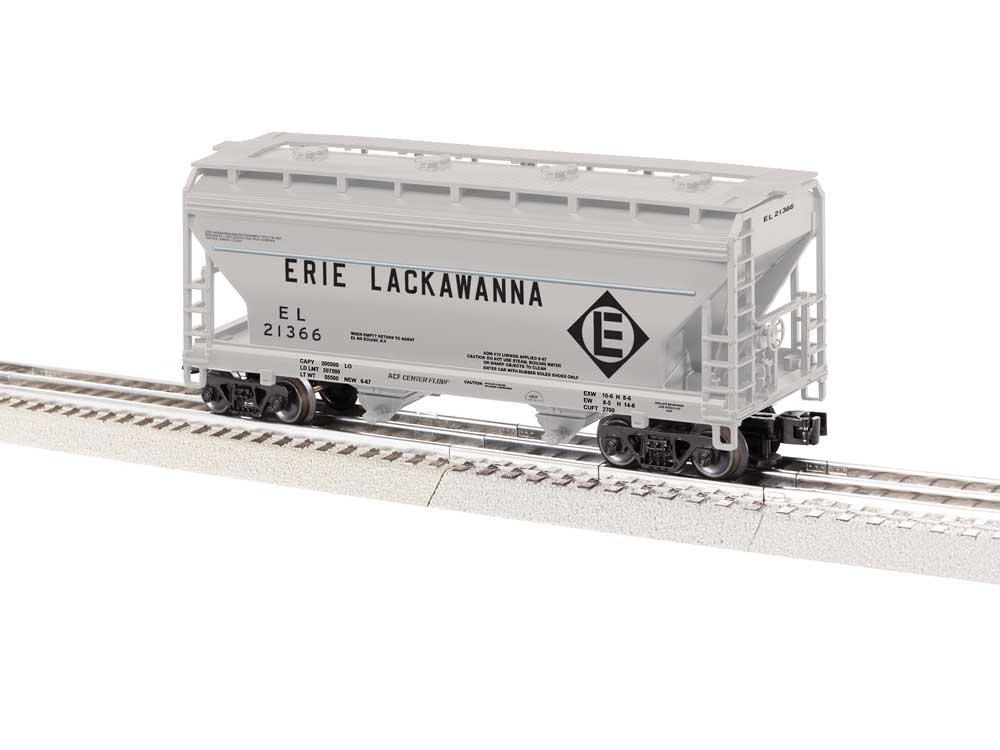 ACF 2-Bay Centerflow Covered Hopper - 3-Rail - Ready to Run -- Erie Lackawanna #21366 (gray, black)