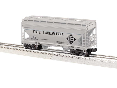 ACF 2-Bay Centerflow Covered Hopper - 3-Rail - Ready to Run -- Erie Lackawanna #21366 (gray, black)