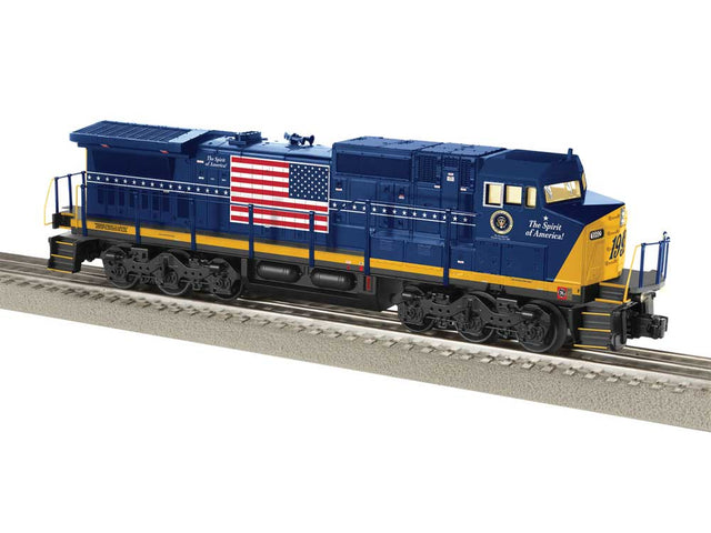 GE Dash 8-40CW - 3-Rail w/Sound, LionChief 2.0 Bluetooth 5 -- CSX #1992 Spirit of America (blue, yellow, US Flag)