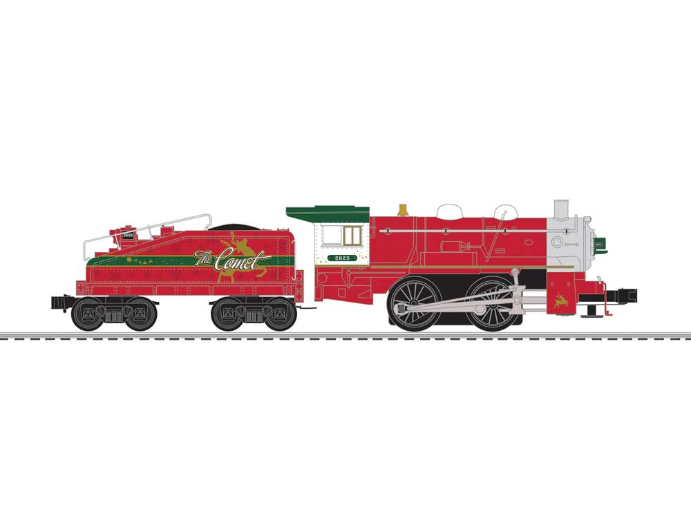 0-4-0 - 3-Rail - LionChief Sound and Control -- Christmas #2526 The Comet (red, silver, green)