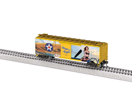 40' Steel Flat-End Boxcar - Ready to Run -- Wings of Angels (Jessie, gold, Military Pin-Up Model Graphics)-2