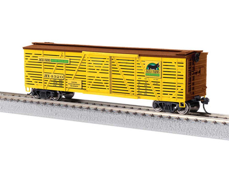 40' Stock Car w/Sounds - Ready to Run -- Jack's Donkey Farm JFX #4320 (yellow, Boxcar Red)