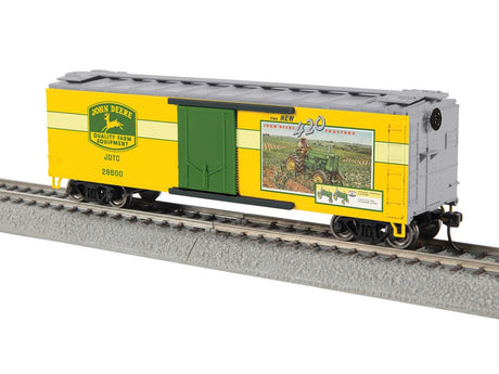 40' Steel Flat-End Plug-Door Reefer/Boxcar - Ready to Run -- John Deere Tractors #28600 (yellow, gray, green)