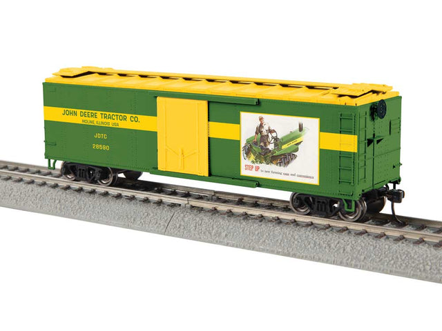 40' Steel Flat-End Plug-Door Reefer/Boxcar - Ready to Run -- John Deere Step Up #28600 (green, yellow)
