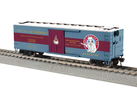 40' Steel Flat-End Plug-Door Reefer/Boxcar - Ready to Run -- The Polar Express #122526 (Hot Chocolate, blue, maroon)