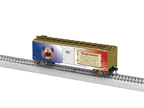 40' Steel Flat-End Boxcar - Ready to Run -- President Roosevelt (gold, blue, white, red)