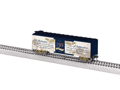 40' Steel Flat-End Boxcar - Ready to Run -- Declaration of Independence (sepia, blue)