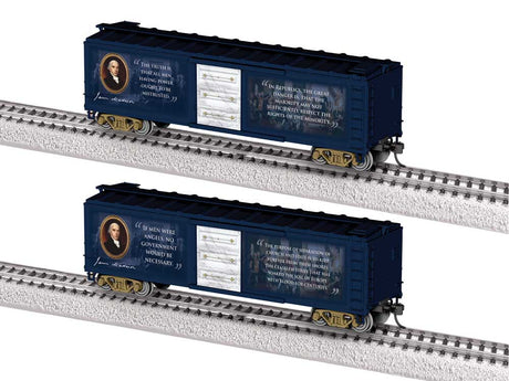 40' Steel Flat-End Boxcar - Ready to Run -- James Madison (blue, white)