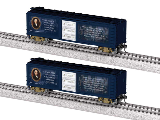 40' Steel Flat-End Boxcar - Ready to Run -- James Madison (blue, white)