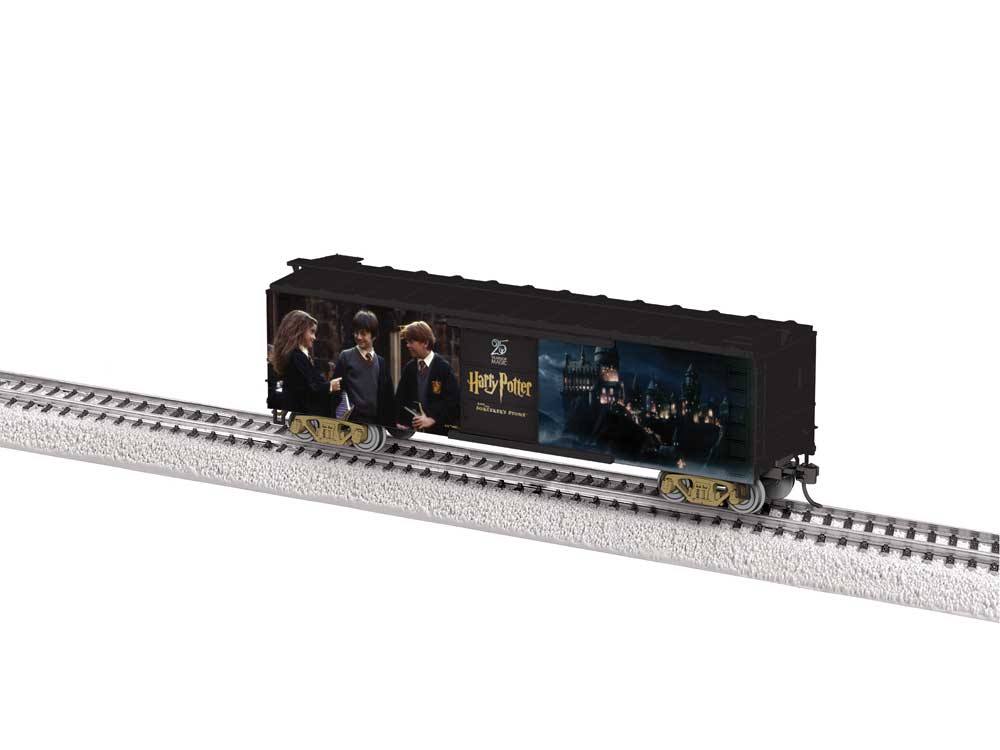 40' Steel Flat-End Boxcar - Ready to Run -- Harry Potter and the Sorcerer's Stone 25th Anniversary (4 Movie Scenes)-1