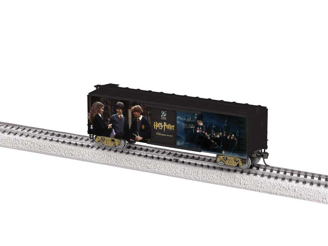 40' Steel Flat-End Boxcar - Ready to Run -- Harry Potter and the Sorcerer's Stone 25th Anniversary (4 Movie Scenes)-1