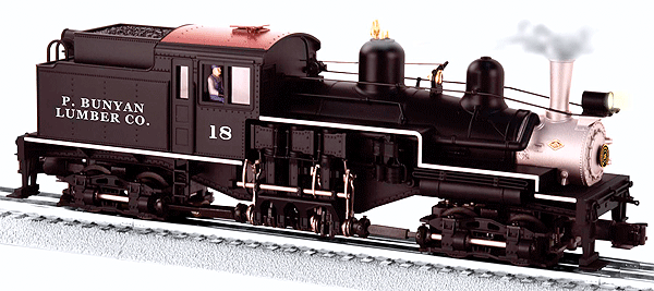 Steam 2-Truck Shay w/RailSounds & Smoke - 3-Rail - Legacy Control -- P. Bunyan Lumber Co. #18 (black, silver, brown)
