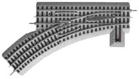 FasTrack(TM) Track w/Roadbed - 3-Rail -- Manual Turnout (Switch) O-36 Left Hand-1