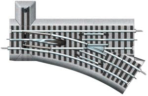 FasTrack(TM) Track w/Roadbed - 3-Rail -- Manual Turnout (Switch) O-36 Right Hand-1