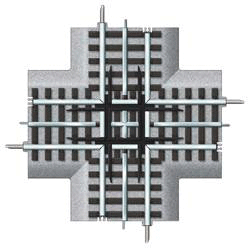 FasTrack(TM) Track w/Roadbed - 3-Rail -- 90-Degree Crossing-1