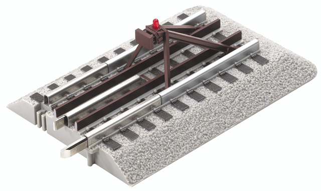 FasTrack(TM) Track w/Roadbed - 3-Rail -- Lighted Bumper 5"  12.7cm pkg(2)-1