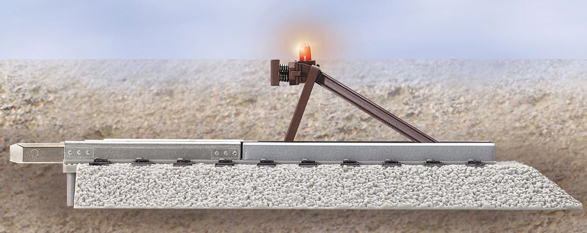 FasTrack(TM) Track w/Roadbed - 3-Rail -- Lighted Bumper 5"  12.7cm pkg(2)-3