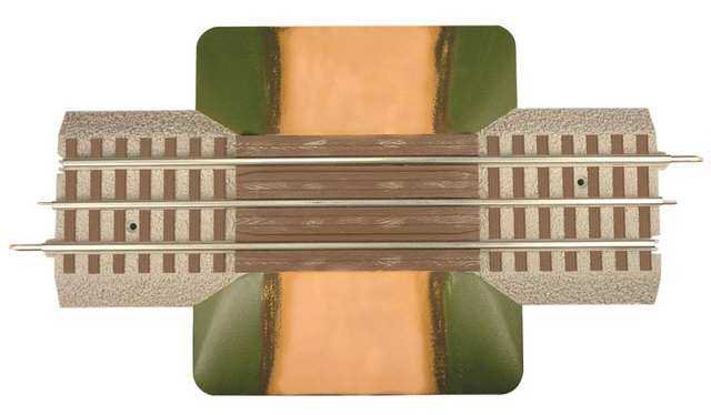 FasTrack(TM) Track w/Roadbed - 3-Rail -- Grade Crossing - 10"  25.4cm Straight w/6-1/4"  15.9cm Wide Road