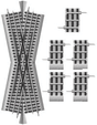 FasTrack(TM) Track w/Roadbed - 3-Rail -- 22.5 Degree Crossing