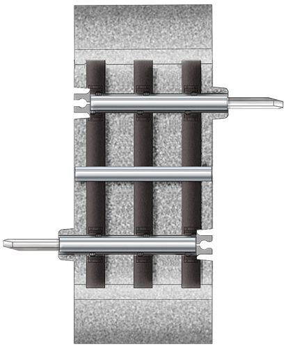 FasTrack(TM) Track w/Roadbed - 3-Rail -- 1-3/8" Track Section w/Roadbed