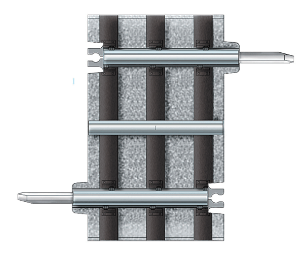 FasTrack(TM) Track w/Roadbed - 3-Rail -- 1-3/8" Track Section No Roadbed