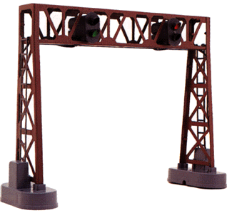 Double Track Signal Bridge w/Working Red/Green Lights -- 3-1/4 x 10-1/4 x 7-3/4"  8.1 x 25.6 x 19.3cm