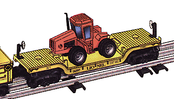 Flatcar w/Ertl Case Tractor Load