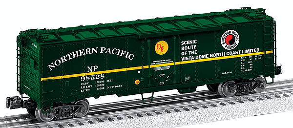 Steel Ice Reefer - 3-Rail - Ready to Run -- Northern Pacific #98528 (green, yellow, North Coast Limited Slogan)