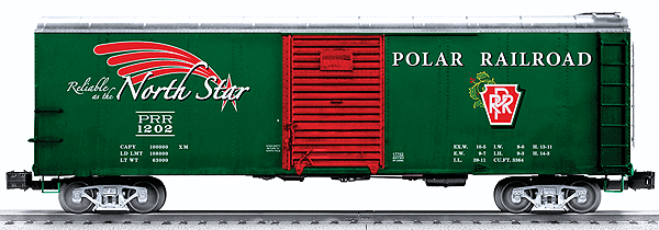 Pennsylvania Railroad X31A 40' Boxcar - 3-Rail - Ready to Run -- Polar Railroad (green, white, red, Reliable as the North Star Slogan)