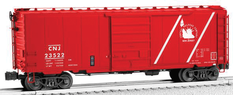 40' PS-1 Boxcar - 3-Rail - Ready to Run -- Central Railroad of New Jersey #23522 (red, white; Liberty Logo)
