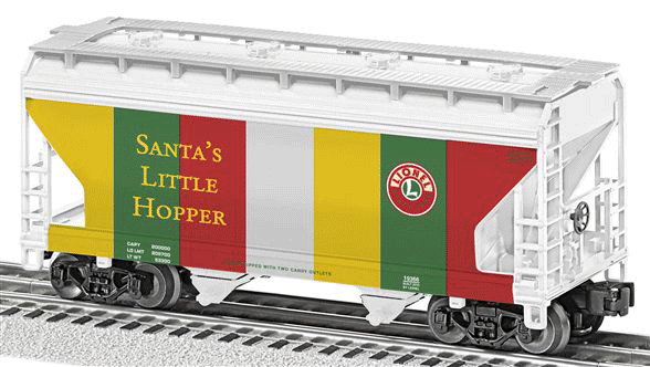 2-Bay Covered Hopper - Ready to Run - 3-Rail -- Lionel (Santa's Little Hopper, red, green, yellow, white)