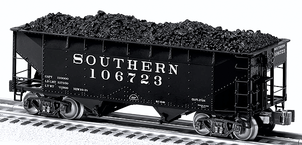 2-Bay Offset Hopper w/Load - 3-Rail - Ready to Run -- Southern Railway #106723 (black)