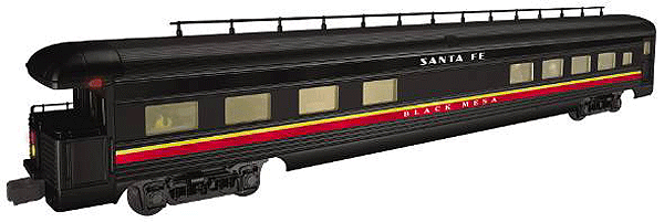 K Line by Lionel - 18" Aluminium Business Car -- Santa Fe Car Name: Black Mesa (black, red, yellow)