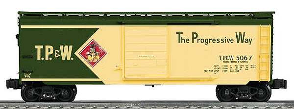 K-Line by Lionel Scale Boxcar - Ready to Run 3-Rail -- Toledo, Peoria & Western #5067 (yellow, green)