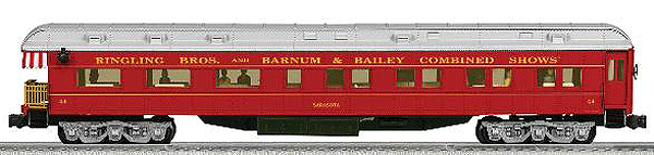 K-Line by Lionel 18" Heavyweight Observation w/Lights - Ready to Run - 3-Ra -- Ringling Bros and Barnum & Bailey(TM) Circus #44 Sarasota (red)