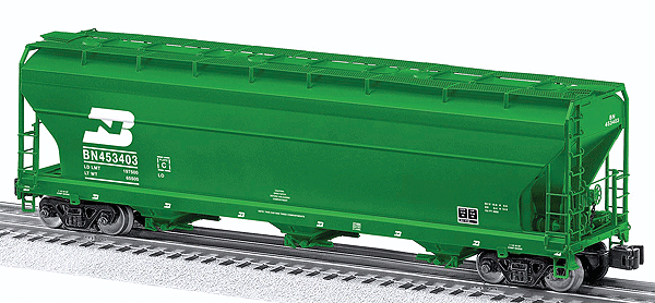 ACF 3-Bay Covered Hopper - 3-Rail - Ready to Run -- Burlington Northern #453403 (Cascade Green, Small Logo over Roadnumber)