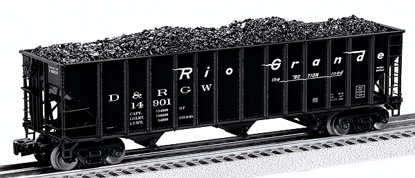 3-Bay Open Hopper w/Load - 3-Rail - Ready to Run -- Denver & Rio Grande Western #14901 (black)