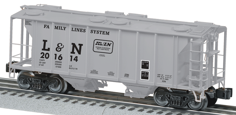 PS-2 2-Bay Covered Hopper 2-Pack - 3-Rail - Ready to Run -- Family Lines/Louisville & Nashville #201611, 201614 (gray, black)