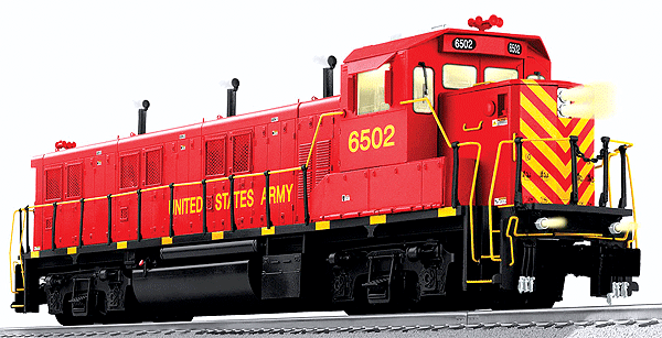 Diesel 3GS21B Genset Switcher w/RailSounds & Smoke - 3-Rail - Legacy Control -- US Army #6502 (red, yellow)