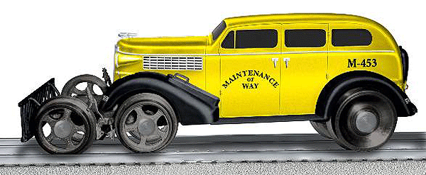 Early-Era Inspection Vehicle - 3-Rail w/TMCC -- Maintenance-of-Way #M-453 (yellow)