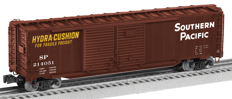 Double-Door Boxcar w/End Door - 3-Rail - Ready to Run -- Southern Pacific #214051 (Boxcar Red, white, yellow; Hydra Cushion)-1