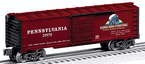 40' PS-1 Boxcar - 3-Rail - Ready to Run -- Railroad Museum of Pennsylvania (Boxcar Red, black)