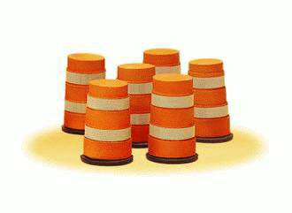 Highway Construction Zone Barrels -- Orange, Silver pkg(6)