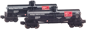 Single Dome Allied Chemicals Tank Car 2-Pack -- Black - Industrial Chemicals Division (red, white logo)