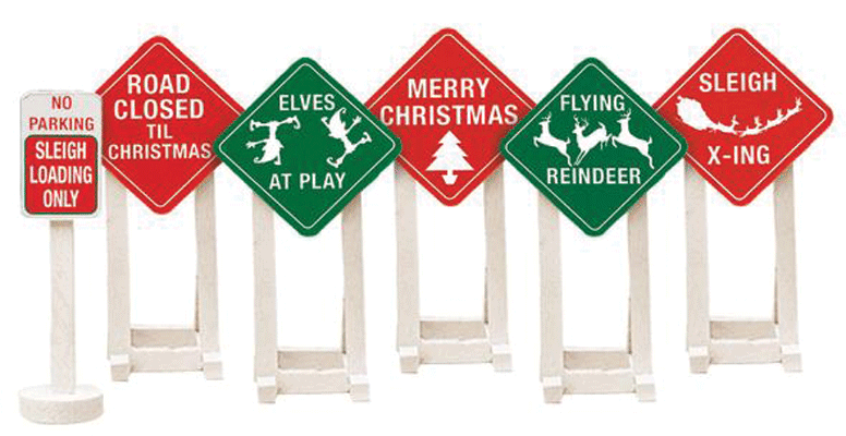 Christmas Railroad Signs -- pkg(6)