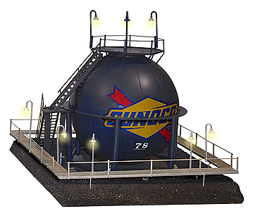 Lionelville(TM) Spherical Oil Tank w/Lights - Kit -- Sunoco (blue) 10 x 10 x 10"  25.4 x 25.4 x 25.4cm