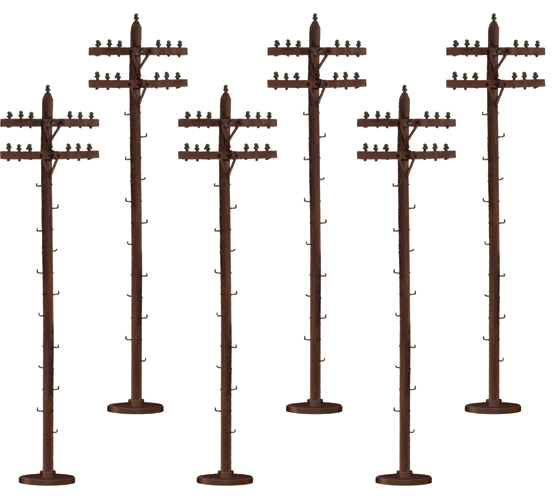 Scale Telephone/Utility Poles - Kit -- Kit - 7-1/2"  19.1cm Tall pkg(6)-1